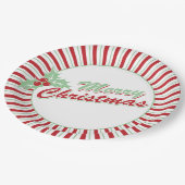 Candy Cane Holly | Retro Kerstpapier Borden Papieren Bordje (Gekanteld)