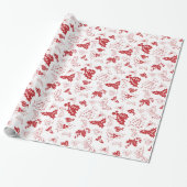 Candy Cane Holly | White Holiday Wrapping Paper Cadeaupapier (Uitgerold)