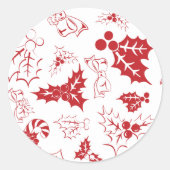 Candy Cane Holly | Witte en rode Sticker (Voorkant)