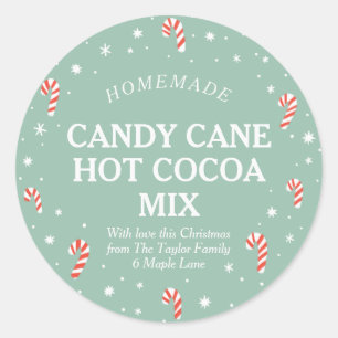 Candy Cane Hot Cocaca Homemade kerstlabel Ronde Sticker