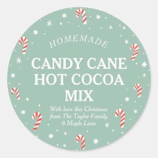 Candy Cane Hot Cocaca Homemade kerstlabel Ronde Sticker