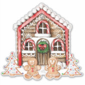 Candy Cane house, gingerbrood boy, meisjesplein Sticker (Voorkant)