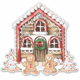 Candy Cane house, gingerbrood boy, meisjesplein Sticker