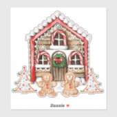 Candy Cane house, gingerbrood boy, meisjesplein Sticker (Vel)