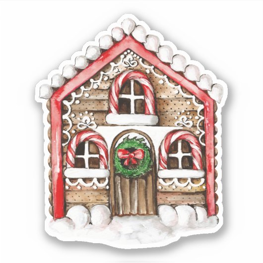 Candy Cane House Kerst sticker (Voorkant)