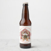 Candy cane huis, peperkoek man, vrouw kerst bier etiket (Voorkant)