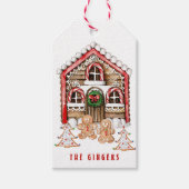 Candy cane huis, peperkoek mensen kerst cadeaulabel (Voorkant)