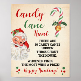 Candy Cane Hunt Kerstmis spel teken Poster