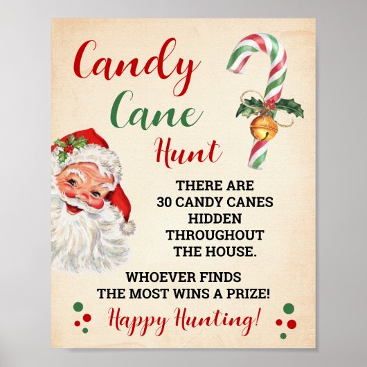Candy Cane Hunt Kerstmis spel teken Poster (Voorkant)