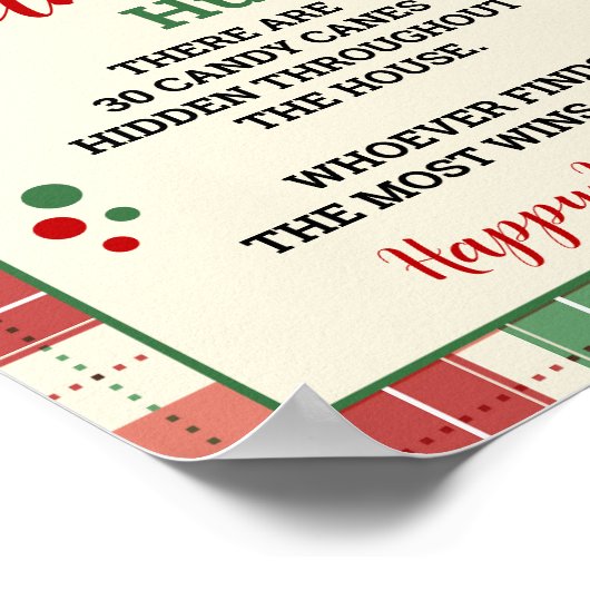 Candy Cane Hunt Kerstspel Plakken Teken Poster (Hoek)