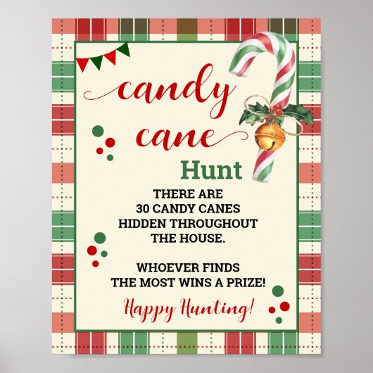 Candy Cane Hunt Kerstspel Plakken Teken Poster (Voorkant)