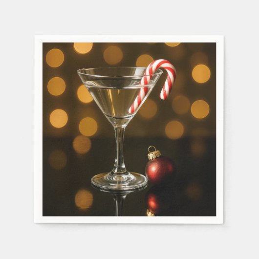 Candy Cane in een Kerstmartini Servet (Voorkant)