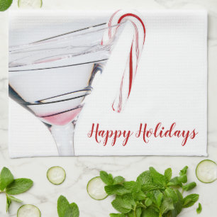 Candy Cane in Martini Glas Theedoek