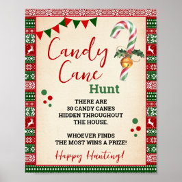 Candy Cane Jachtspel Lelijke Trui Bord Poster