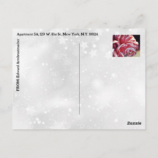 Candy Cane, Jingle Bells, Kerst Snoep Vakantie Briefkaart (Achterkant)