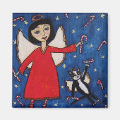 Candy Cane Kerst Engel Magnet (Voorkant)