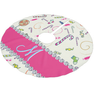 Candy Cane Kerst geborsteld polyester boom rok Kerstboom Rok