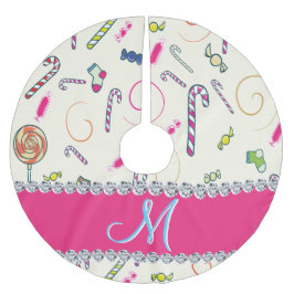 Candy Cane Kerst geborsteld polyester boom rok Kerstboom Rok