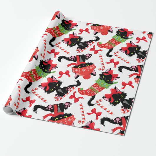 Candy Cane kerst met rode kruis Cadeaupapier (Uitgerold)