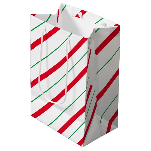 Candy Cane kerst Middelgrote Gift Bag Medium Cadeauzakje (Voorkant Gekanteld)