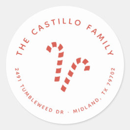 Candy Cane Kerst retour adres Sticker