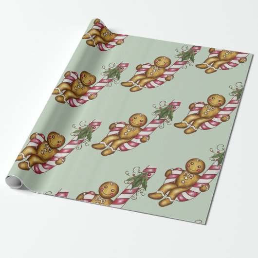 Candy Cane Kerstbrood Inpakpapier (Uitgerold)