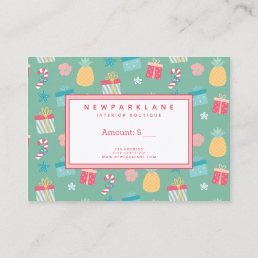 Candy Cane & Kerstcadeaus - Cadeaubon Visitekaartje (Achterkant)