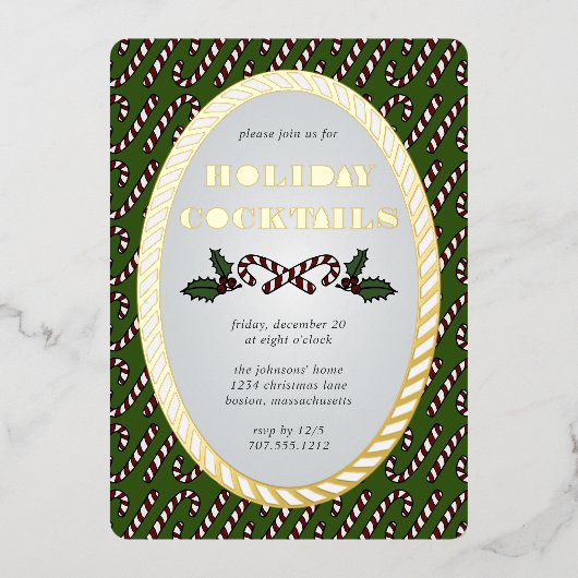 Candy Cane-kerstdroom | Uitnodiging Folie (Voorkant)