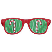 Candy Cane Kerstfeest Groen Rood Retro Zonnebril (Voorkant)