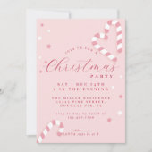 Candy Cane Kerstfeest Uitnodiging Roze (Voorkant)