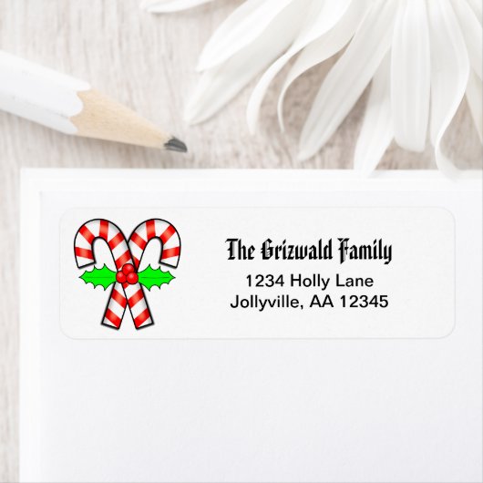 Candy Cane kerstfeestdag adres Etiket (Insitu)