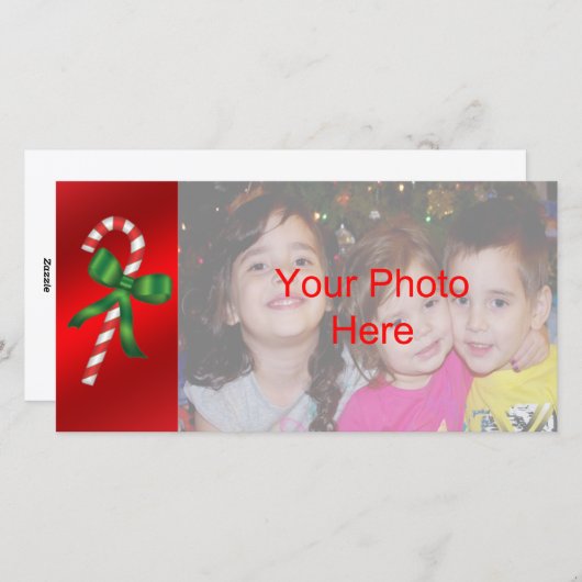 Candy Cane Kerstfeestdag Fotokaart Sjabloon (Voorkant / Achterkant)