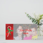 Candy Cane Kerstfeestdag Fotokaart Sjabloon (Staand voorkant)