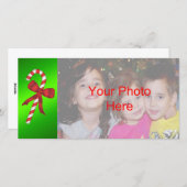 Candy Cane Kerstfeestdag Fotokaart Sjabloon (Voorkant / Achterkant)