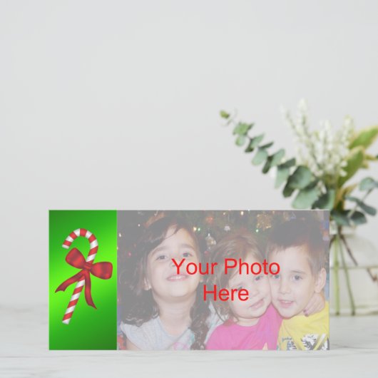 Candy Cane Kerstfeestdag Fotokaart Sjabloon (Staand voorkant)