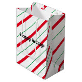 Candy Cane Kerstfeestdag Gift Bag Medium Cadeauzakje (Voorkant Gekanteld)