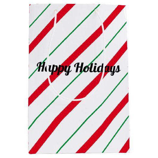 Candy Cane Kerstfeestdag Gift Bag Medium Cadeauzakje (Voorkant)