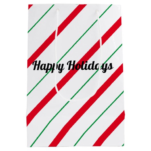 Candy Cane Kerstfeestdag Gift Bag Medium Cadeauzakje (Achterkant)
