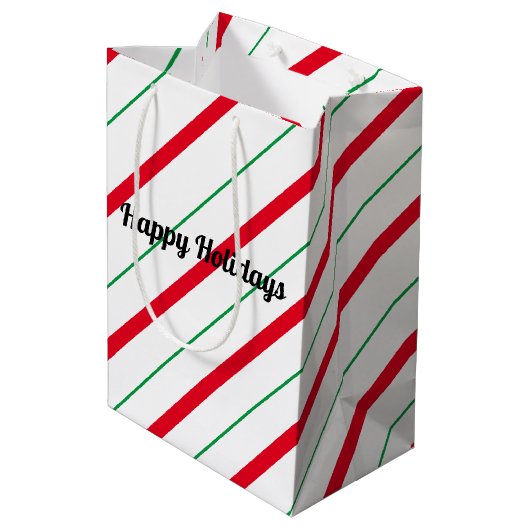 Candy Cane Kerstfeestdag Gift Bag Medium Cadeauzakje (Achterkant Gekanteld)