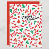 Candy Cane kerstKaart (Voorkant / Achterkant)