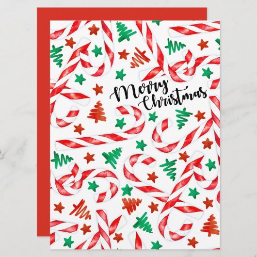 Candy Cane kerstKaart (Voorkant / Achterkant)