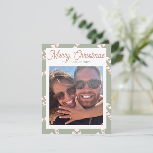 Candy Cane kerstKaart (Staand voorkant)