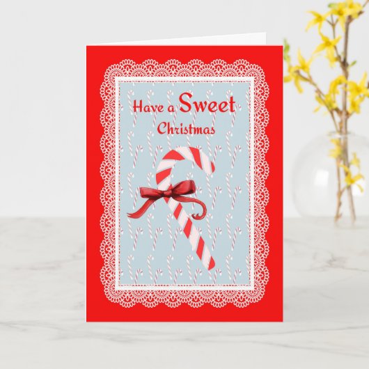 Candy Cane kerstKaart Kaart (Gele Bloem)