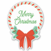 Candy Cane Kerstkrans gepersonaliseerd Sticker (Voorkant)
