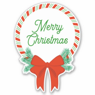 Candy Cane Kerstkrans gepersonaliseerd Sticker