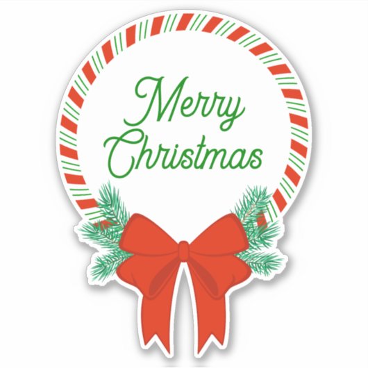 Candy Cane Kerstkrans gepersonaliseerd Sticker (Voorkant)