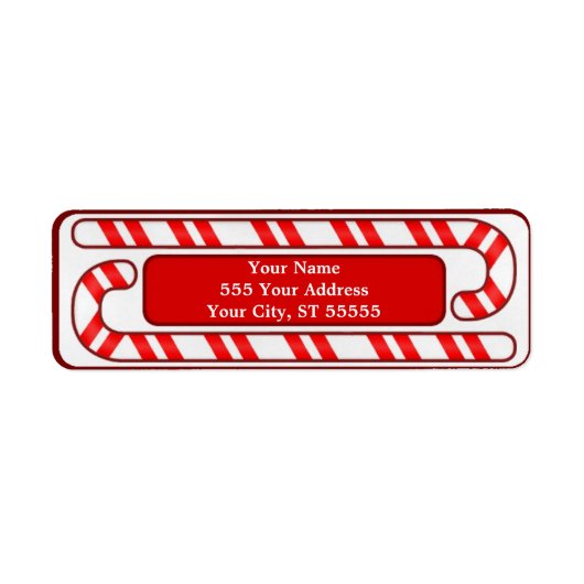 Candy Cane Kerstmis Adreslabel Etiket (Voorkant)