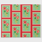 Candy Cane Kerstmis Cadeaupapier (Vlak)