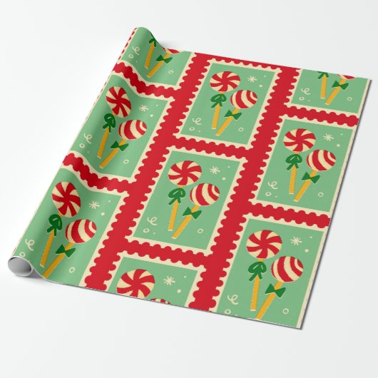 Candy Cane Kerstmis Cadeaupapier (Uitgerold)