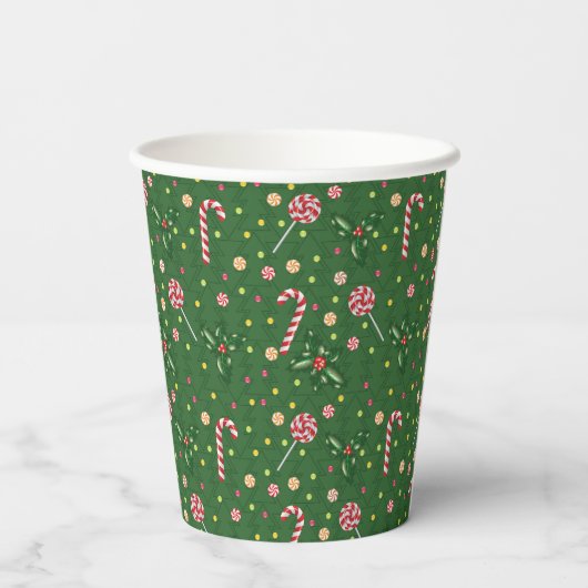 Candy Cane Kerstmis Papieren Bekers (Achterkant)
